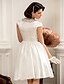 preiswerte Hochzeitskleider-A-Linie Hochzeitskleider Bateau Hals Knie-Länge Satin Gurte Vintage Schlichte Brautkleider Glanz &amp; Glamour mit Perlenstickerei 2020