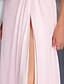 cheap Prom Dresses-A-Line Open Back Dress Prom Formal Evening Sweep / Brush Train Sleeveless One Shoulder Georgette with Crystals Side Draping Split Front 2024