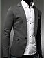 cheap Men&#039;s Outerwear-Men&#039;s Solid Casual Blazer,Cotton / Linen Long Sleeve Black / Blue / Red / Gray