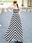 cheap Maxi Dresses-Cute A Line Swing Maxi Dress, Striped Pleated Strapless Sleeveless