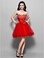cheap Special Occasion Dresses-Ball Gown Strapless / Sweetheart Neckline Knee Length Tulle / Stretch Satin Dress with Beading / Bow(s) / Ruched by TS Couture®