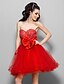 cheap Special Occasion Dresses-Ball Gown Strapless / Sweetheart Neckline Knee Length Tulle / Stretch Satin Dress with Beading / Bow(s) / Ruched by TS Couture®