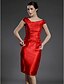 cheap Mother of the Bride Dresses-Sheath / Column Mother of the Bride Dress Off Shoulder Knee Length Stretch Satin Sleeveless with Side Draping 2020