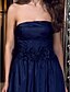 cheap Special Occasion Dresses-A-Line Strapless Floor Length Taffeta Open Back Formal Evening Dress with Flower by TS Couture®