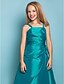 cheap Junior Bridesmaid Dresses-Princess / A-Line Spaghetti Strap Floor Length Taffeta Junior Bridesmaid Dress with Side Draping / Flower