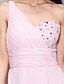 cheap Evening Dresses-Ball Gown One Shoulder Knee Length / Asymmetrical Chiffon High Low Cocktail Party / Prom Dress with Beading / Crystals / Draping by TS Couture®