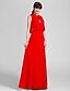 cheap Bridesmaid Dresses-Sheath / Column Jewel Neck Floor Length Chiffon Bridesmaid Dress with by LAN TING BRIDE®