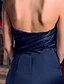 baratos Vestidos para Ocasiões Especiais-Tubinho Estilo Celebridade Elegante Frente Única Baile de Formatura Noite Formal Vestido Decote Princesa Sem Manga Cauda Escova Cetim com Drapeado Lateral 2021