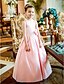 Χαμηλού Κόστους Λουλουδάτα φορέματα για κορίτσια-Πριγκίπισσα Μακρύ Φορέματα λουλουδιών λουλουδιών Πρώτη Κοινωνία Σατέν Αμάνικο Με Κόσμημα με Ζώνη / Κορδέλα