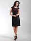 cheap Cocktail Dresses-Sheath / Column Little Black Dress Dress Holiday Knee Length Short Sleeve V Neck Taffeta with Criss Cross Ruffles 2022 / Cocktail Party