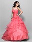 cheap Evening Dresses-Ball Gown Vintage Inspired Quinceanera Prom Formal Evening Dress Strapless Sleeveless Floor Length Organza with Ruffles Side Draping Flower 2020