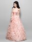 cheap Special Occasion Dresses-Ball Gown A-Line Quinceanera Prom Formal Evening Dress Sweetheart Neckline Strapless Sleeveless Floor Length Organza with Criss Cross Beading Cascading Ruffles 2021