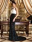 Χαμηλού Κόστους Βραδινά Φορέματα-Τρομπέτα / Γοργόνα Κομψό Εμπνευσμένο από Βίντατζ Επίσημο Βραδινό Φόρεμα Ένας Ώμος Αμάνικο Ουρά μέτριου μήκους Φλοράλ δαντέλα με Δαντέλα Λουλούδι 2020