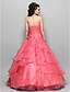 cheap Evening Dresses-Ball Gown Vintage Inspired Quinceanera Prom Formal Evening Dress Strapless Sleeveless Floor Length Organza with Ruffles Side Draping Flower 2020