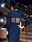 abordables Vestidos de noche-Funda / Columna Elegante Ojo de cerradura Evento Formal Vestido Joya Manga Larga Larga Jersey con Broche de Cristal 2020