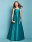 preiswerte Kleider für Junior-Brautjungfern-Prinzessin / A-Linie Riemen Boden-Länge Taft Junior-Brautjungferkleid mit Schärpe / Band / Überkreuzte Rüschen / Gerafft / Frühling / Sommer / Herbst / Apfel / Sanduhr