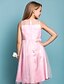 cheap Junior Bridesmaid Dresses-A-Line / Sheath / Column Jewel Neck Knee Length Tulle Junior Bridesmaid Dress with Criss Cross by LAN TING BRIDE®