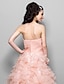cheap Special Occasion Dresses-Ball Gown A-Line Quinceanera Prom Formal Evening Dress Sweetheart Neckline Strapless Sleeveless Floor Length Organza with Criss Cross Beading Cascading Ruffles 2021