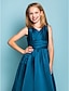 billige Šaty pro mladé družičky-Princess Floor Length V Neck Satin Summer Junior Bridesmaid Dresses&amp;Gowns With Sash / Ribbon Blue Kids Wedding Guest Dress 4-16 Year