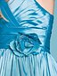 cheap Junior Bridesmaid Dresses-A-Line / Princess Straps Floor Length Taffeta Junior Bridesmaid Dress with Sash / Ribbon / Criss Cross / Flower by LAN TING BRIDE®