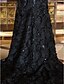 halpa Iltapuvut-Mermaid / Trumpet Elegant Vintage Inspired Formal Evening Dress One Shoulder Sleeveless Court Train Floral Lace with Lace Flower 2020
