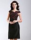 זול שמלות קוקטייל-מעטפת \ עמוד שמלה שחורה קטנה שמלה חגים באורך  הברך שרוולים קצרים צווארון V טפטה עם בד בהצלבה קפלים 2022 / מסיבת קוקטייל