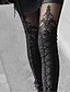 tanie Legginsy-Damskie Codzienny Wyjściowe Praca Seksowny Podstawowy Legging Żakard Solidne kolory Koronka Średni Talia Czarny Jeden rozmiar / Kij