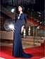abordables Vestidos de noche-Funda / Columna Elegante Ojo de cerradura Evento Formal Vestido Joya Manga Larga Larga Jersey con Broche de Cristal 2020