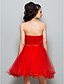 cheap Special Occasion Dresses-Ball Gown Strapless / Sweetheart Neckline Knee Length Tulle / Stretch Satin Dress with Beading / Bow(s) / Ruched by TS Couture®