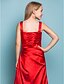 Χαμηλού Κόστους Φορέματα για παρανυφάκια-Ίσια Γραμμή Λουριά Μακρύ Ελαστικό Σατέν Φόρεμα Νεαρών Παρανύμφων με Χιαστί / Πλαϊνό ντραπέ