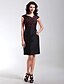 cheap Cocktail Dresses-Sheath / Column Little Black Dress Dress Holiday Knee Length Short Sleeve V Neck Taffeta with Criss Cross Ruffles 2022 / Cocktail Party