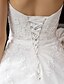 levne Svatební šaty-A-Linie / Princess Bez ramínek Velmi dlouhá vlečka Tyl Svatební šaty vyrobené na míru s Aplikace / Šerpa / Stuha podle LAN TING BRIDE®