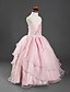 cheap Flower Girl Dresses-Ball Gown Floor Length Wedding Party Organza / Satin Sleeveless Spaghetti Strap with Beading / Appliques