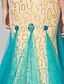 cheap Evening Dresses-Mermaid / Trumpet Elegant Dress Formal Evening Chapel Train Scalloped Neckline Lace with Sequin Appliques 2024