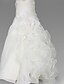 cheap Flower Girl Dresses-A-Line Floor Length First Communion / Wedding Party Organza / Satin Sleeveless Spaghetti Strap with Ruffles / Side Draping / Flower