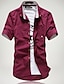 cheap Men&#039;s Casual Shirts-Men&#039;s Shirt Solid Colored Button Down Collar Wine White Black Light Green Navy Blue Short Sleeve Plus Size Daily Weekend Basic Slim Tops / Summer / Summer