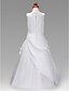 cheap Flower Girl Dresses-Princess Floor Length Flower Girl Dress First Communion Cute Prom Dress Satin with Ruched Fit 3-16 Years