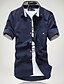 cheap Men&#039;s Casual Shirts-Men&#039;s Shirt Solid Colored Button Down Collar Wine White Black Light Green Navy Blue Short Sleeve Plus Size Daily Weekend Basic Slim Tops / Summer / Summer