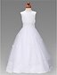 cheap Flower Girl Dresses-A-Line / Princess Floor Length Flower Girl Dress - Satin / Tulle Sleeveless Jewel Neck with Beading / Appliques / Bow(s) by LAN TING BRIDE®