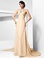 cheap Special Occasion Dresses-Ball Gown Straps Court Train Chiffon Beautiful Back Formal Evening Dress with Beading / Draping / Side Draping by TS Couture®