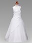 お買い得  子供用ドレス-Princess Floor Length Flower Girl Dress First Communion Cute Prom Dress Satin with Ruched Fit 3-16 Years