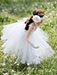 preiswerte Kleider für die Blumenmädchen-Ballkleid Tee-Länge Blumenmädchenkleid Hochzeitsfeier Süßes Ballkleid Satin mit Spitze Fit 3-16 Jahre