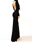 billige Kjoler-DEFANIA Kvinder Sexy Backless Split Long Dress (Black)