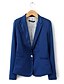 preiswerte Blazer für Damen-Damen Standard Blazer, Solide Langarm Baumwolle Blau / Rosa / Hellblau
