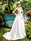 cheap Wedding Dresses-A-Line Wedding Dresses Sweetheart Neckline Sweep / Brush Train Lace Tulle Strapless Cute with Bowknot Sash / Ribbon Beading 2021