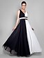 cheap Evening Dresses-A-Line White Prom Formal Evening Dress V Neck V Back Sleeveless Floor Length Chiffon with Pleats 2022