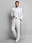 cheap Tuxedo Suits-White Polyester Standard Fit Three-Piece Tuxedo