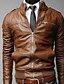 voordelige Overkleding-REVERIE UOMO Man&#039;s PU Leather Solid Color Stand Tops