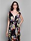 cheap Evening Dresses-Sheath / Column Special Occasion Dresses Floral Dress Formal Evening Floor Length Sleeveless V Neck Chiffon with Side Draping 2023