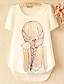 お買い得  レディーストップス-モコ韓国美少女印刷Roumd襟半袖シフォンTシャツ(画面の色)